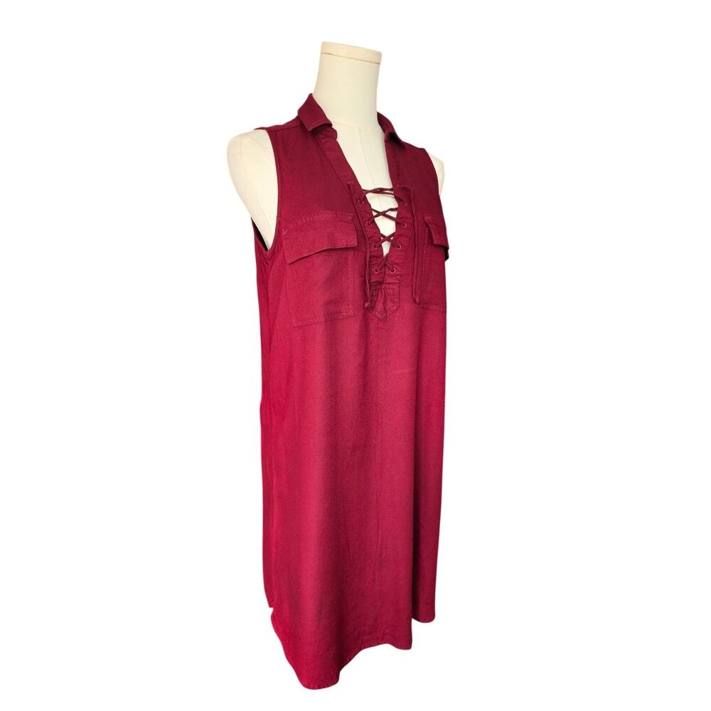 SO Burgundy Sleeveless V-Neck Dress